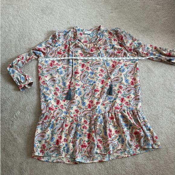 Dress Forum Tiered Long Sleeve Mini Dress Floral Paisley Sz Medium Boho Peasant - Picture 6 of 7